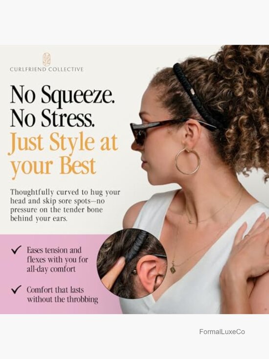 Luxury 100% Mulberry Silk No-Slip Headband for Curly Hair